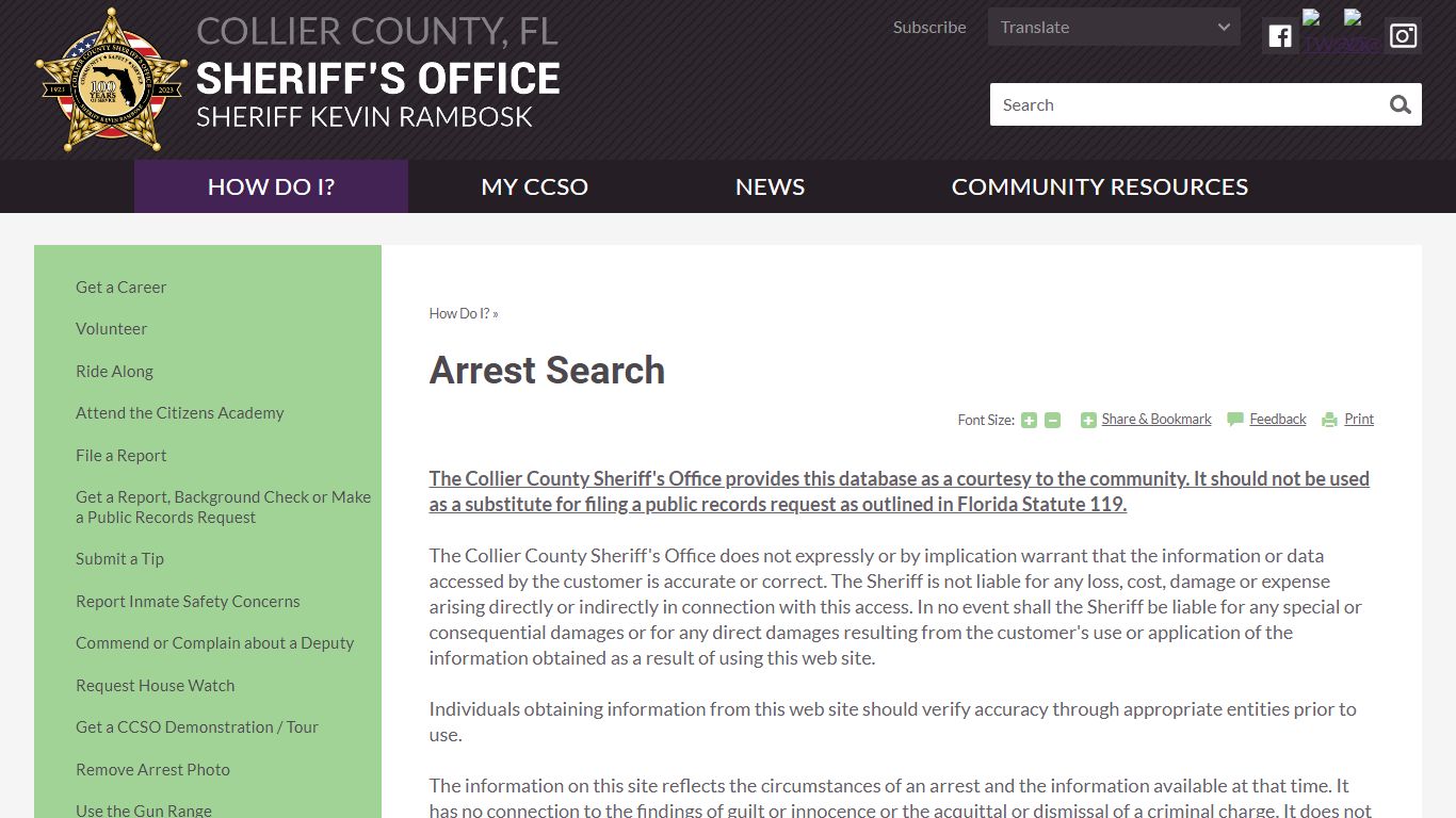 Arrest Search | Collier County, FL Sheriff